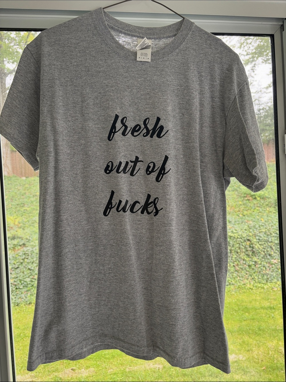 Gildan Gray Short Sleeve Graphic Tee with Black Script